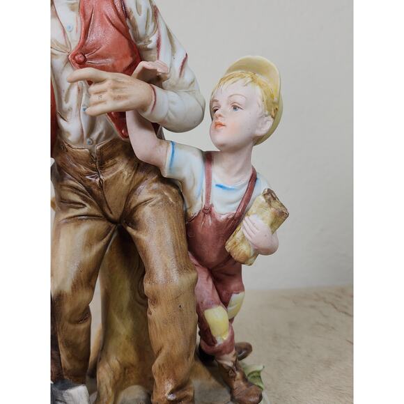 Lefton Bisque Grandpa & Boy Figurine 11" Tall Ceramic #5304 Home Decor Vintage - Picture 4 of 12